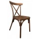 Cross Back Aluminium Dining Chair - Wooden Finish Colour